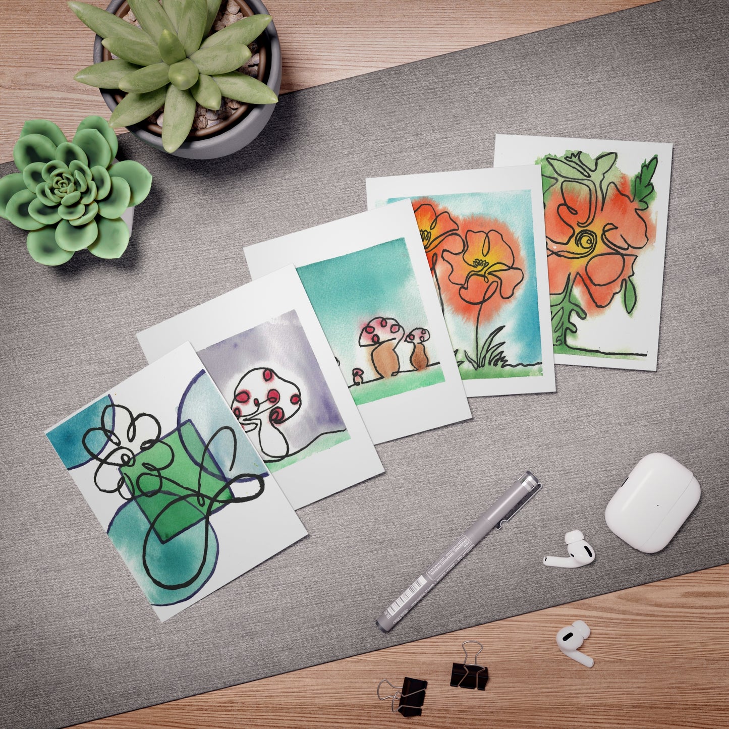 Mushrooms and Flowers