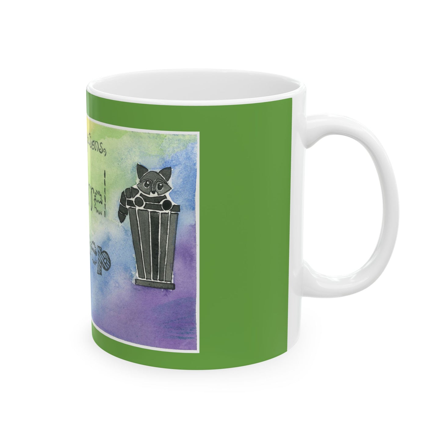 Trash Barrel Raccoon Style - Ceramic Mug, 11oz