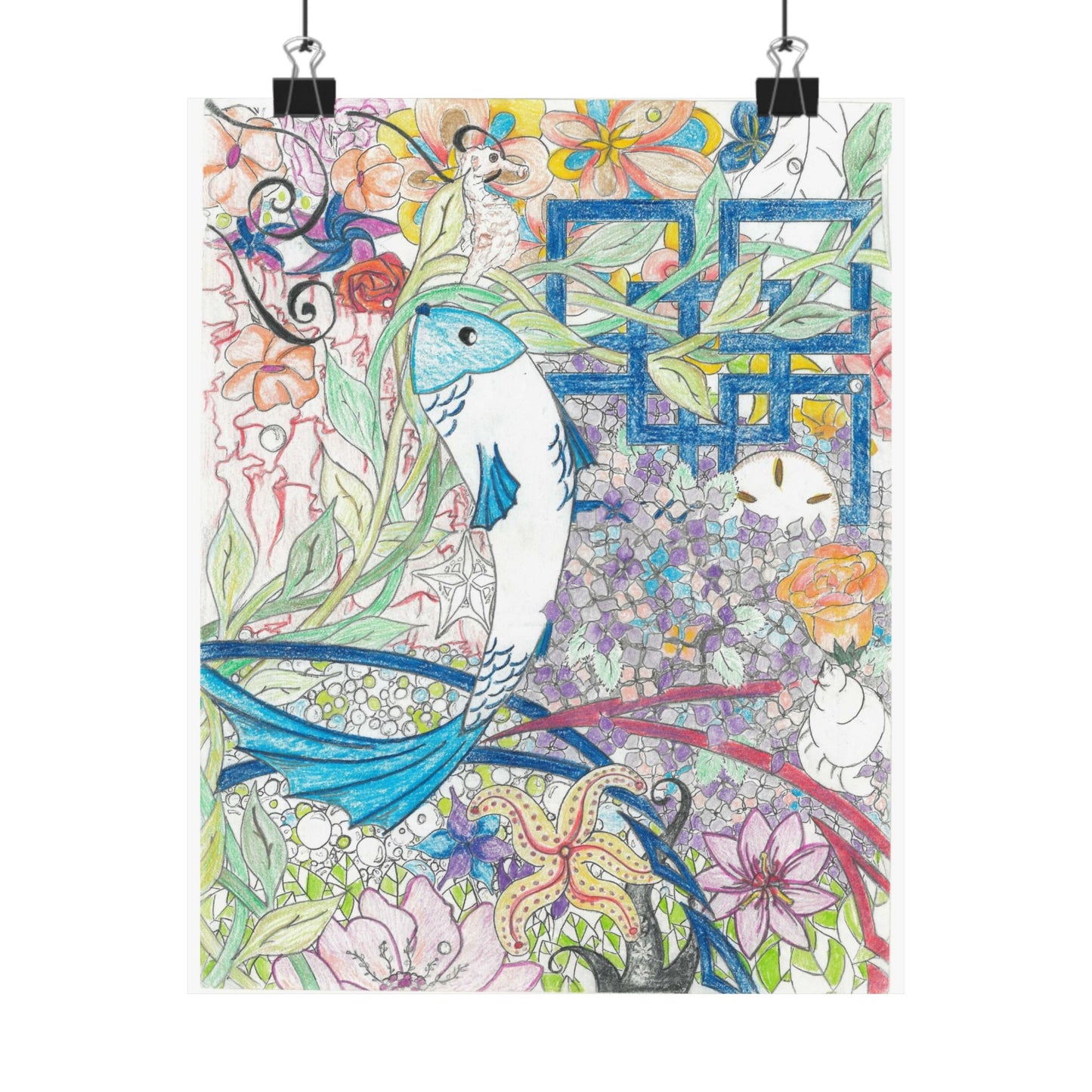 Fish and Flowers Poster