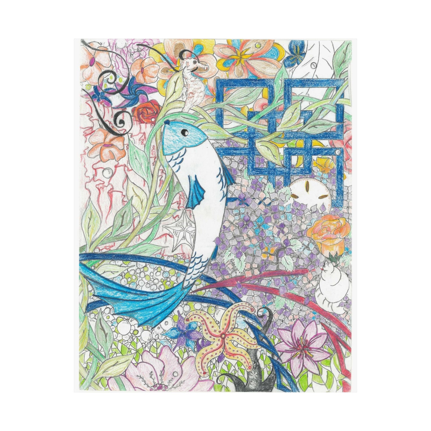Fish and Flowers Poster